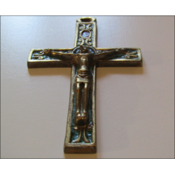 Crucifixo de bronze esmaltado