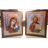 Icona del dittico ortodosso russo Vergine Kazan e Gesù Cristo