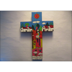 Crucifix en  bois peint