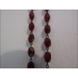 Ancien chapelet perles de verre rouges