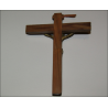 Crucifixo de parede em bronze e madeira de oliveira