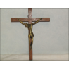 Crucifijo de madera/bronce 17 cm