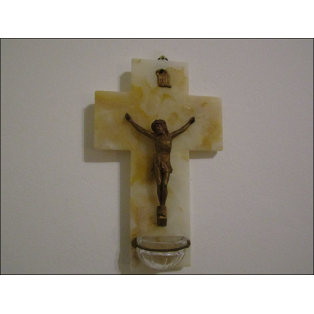 Marble wall mounted crucifix stoup