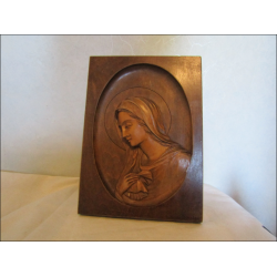 Carved wooden display Virgin Mary