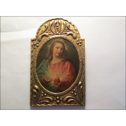 Pintura antigua Sagrado Corazón de Jesús