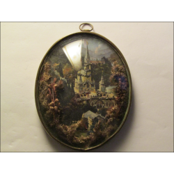 Cornice ovale in vetro curvo di Lourdes