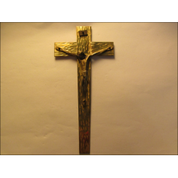 Crocifisso da parete in bronzo dorato