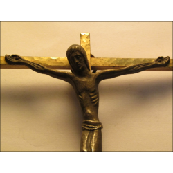 Crocifisso da parete in bronzo 16,5 cm e metallo dorato