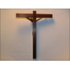 Crucifixo de parede em madeira de oliveira e bronze