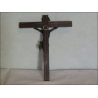 Antique wooden and bronze wall crucifix 20 cm