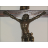 Crucifixo de parede antigo de madeira e bronze 20 cm