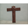 Crucifix en plâtre marron 13 cm signé SCP