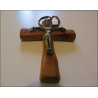 Ciondolo Crocifisso Cristo Re in legno d'ulivo e bronzo 7 cm