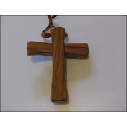 Ciondolo Crocifisso Cristo Re in legno d'ulivo e bronzo 7 cm