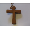 Crucifix pendant Christ the King in olive wood and bronze 7 cm