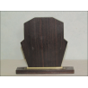 Wooden display stand with silver-plated medallion of the Praying Virgin