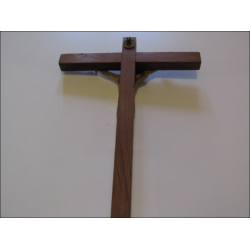 Très beau crucifix mural en bois et bronze 16 cm