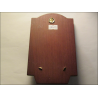 Holy Water Font Wall Bracket Wood with Praying Virgin Medallion Signed Escudero