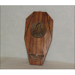 Fonte de madeira marchetada com Santa Teresa Menino Jesus 18 cm