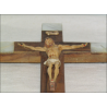 Crucifix in olive wood from Jerusalem with mother-of-pearl on ends and cross path on the back