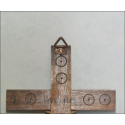 Crucifix in olive wood from Jerusalem with mother-of-pearl on ends and cross path on the back