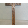 Crucifix in olive wood from Jerusalem with mother-of-pearl on ends and cross path on the back