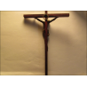 Crucifix mural de taille moyenne en bois, bronze et laiton style XIXème 16,5 cm