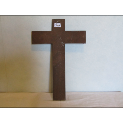 Crucifix mural en bois laqué, bronze et laiton d'une hauteur de 25 cm début XXème siècle