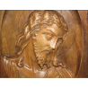 Carved wooden display of Christ
